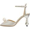 imageFSJ Women Gorgeous Peep Toe with Shiny Decoration Sandals Pearls High Heel Ankle Strap Ladies Party Prom Wedding Dress Shoes Size 416 USChampagne Satin