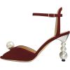 imageFSJ Women Gorgeous Peep Toe with Shiny Decoration Sandals Pearls High Heel Ankle Strap Ladies Party Prom Wedding Dress Shoes Size 416 USRed