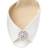 imageFSJ Women Gorgeous Peep Toe with Shiny Decoration Sandals Pearls High Heel Ankle Strap Ladies Party Prom Wedding Dress Shoes Size 416 USWhitesatin