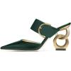 imageFSJ Women Graceful Pointed Toe Gold Chain High Heel Mules Slip On Backless Ladies Dance Date Summer Vacation Shoes Size 416 USDark Green