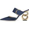 imageFSJ Women Graceful Pointed Toe Gold Chain High Heel Mules Slip On Backless Ladies Dance Date Summer Vacation Shoes Size 416 USNavy