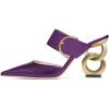 imageFSJ Women Graceful Pointed Toe Gold Chain High Heel Mules Slip On Backless Ladies Dance Date Summer Vacation Shoes Size 416 USPurple