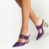 imageFSJ Women Graceful Pointed Toe Gold Chain High Heel Mules Slip On Backless Ladies Dance Date Summer Vacation Shoes Size 416 USPurple