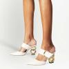 imageFSJ Women Graceful Pointed Toe Gold Chain High Heel Mules Slip On Backless Ladies Dance Date Summer Vacation Shoes Size 416 USWhite