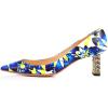 imageFSJ Women Multi Print Pumps Mid High Chuny Heels Metallic Chains Stylish Pointed Toe Slip On Cocktail Party Dress Shoes Size 415 USBlooming