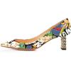 imageFSJ Women Multi Print Pumps Mid High Chuny Heels Metallic Chains Stylish Pointed Toe Slip On Cocktail Party Dress Shoes Size 415 USCartoon