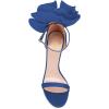 imageFSJ Women Open Toe Crystal Block Heels Sandals with Flower Bloom Back Ankle Strap Buckle Silk Satin Chunky Thick High Heels Wedding Party Pump Shoes Size 416 USBlue