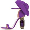 imageFSJ Women Open Toe Crystal Block Heels Sandals with Flower Bloom Back Ankle Strap Buckle Silk Satin Chunky Thick High Heels Wedding Party Pump Shoes Size 416 USPurple
