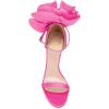 imageFSJ Women Open Toe Crystal Block Heels Sandals with Flower Bloom Back Ankle Strap Buckle Silk Satin Chunky Thick High Heels Wedding Party Pump Shoes Size 416 USPink