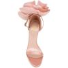 imageFSJ Women Open Toe Crystal Block Heels Sandals with Flower Bloom Back Ankle Strap Buckle Silk Satin Chunky Thick High Heels Wedding Party Pump Shoes Size 416 USNude