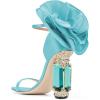 imageFSJ Women Open Toe Crystal Block Heels Sandals with Flower Bloom Back Ankle Strap Buckle Silk Satin Chunky Thick High Heels Wedding Party Pump Shoes Size 416 USBaby Blue