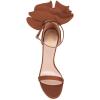 imageFSJ Women Open Toe Crystal Block Heels Sandals with Flower Bloom Back Ankle Strap Buckle Silk Satin Chunky Thick High Heels Wedding Party Pump Shoes Size 416 USBrown