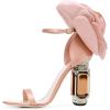 imageFSJ Women Open Toe Crystal Block Heels Sandals with Flower Bloom Back Ankle Strap Buckle Silk Satin Chunky Thick High Heels Wedding Party Pump Shoes Size 416 USNude