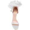 imageFSJ Women Open Toe Crystal Block Heels Sandals with Flower Bloom Back Ankle Strap Buckle Silk Satin Chunky Thick High Heels Wedding Party Pump Shoes Size 416 USWhite