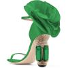 imageFSJ Women Open Toe Crystal Block Heels Sandals with Flower Bloom Back Ankle Strap Buckle Silk Satin Chunky Thick High Heels Wedding Party Pump Shoes Size 416 USGreen