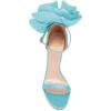 imageFSJ Women Open Toe Crystal Block Heels Sandals with Flower Bloom Back Ankle Strap Buckle Silk Satin Chunky Thick High Heels Wedding Party Pump Shoes Size 416 USBaby Blue