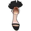 imageFSJ Women Open Toe Crystal Block Heels Sandals with Flower Bloom Back Ankle Strap Buckle Silk Satin Chunky Thick High Heels Wedding Party Pump Shoes Size 416 USBlack