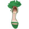imageFSJ Women Open Toe Crystal Block Heels Sandals with Flower Bloom Back Ankle Strap Buckle Silk Satin Chunky Thick High Heels Wedding Party Pump Shoes Size 416 USGreen