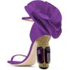 imageFSJ Women Open Toe Crystal Block Heels Sandals with Flower Bloom Back Ankle Strap Buckle Silk Satin Chunky Thick High Heels Wedding Party Pump Shoes Size 416 USPurple