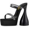 imageFSJ Women Open Toe Special Thick High Heel Platform Sandals Rhinestone Strappy Slip On Summer Dress Shoes Size 415 USBlack