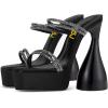 imageFSJ Women Open Toe Special Thick High Heel Platform Sandals Rhinestone Strappy Slip On Summer Dress Shoes Size 415 USBlack