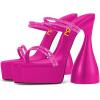 imageFSJ Women Open Toe Special Thick High Heel Platform Sandals Rhinestone Strappy Slip On Summer Dress Shoes Size 415 USFuscia