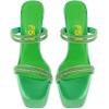 imageFSJ Women Open Toe Special Thick High Heel Platform Sandals Rhinestone Strappy Slip On Summer Dress Shoes Size 415 USGreen
