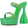 imageFSJ Women Open Toe Special Thick High Heel Platform Sandals Rhinestone Strappy Slip On Summer Dress Shoes Size 415 USGreen