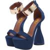imageFSJ Women Platform Chunky Heel Strappy Sandals Open Toe Metal Ankle Strap Special Shaped Bottle High Heel Wedding Work Party Dress Shoes Size 416 USBlue