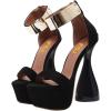 imageFSJ Women Platform Chunky Heel Strappy Sandals Open Toe Metal Ankle Strap Special Shaped Bottle High Heel Wedding Work Party Dress Shoes Size 416 USBlack
