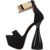 imageFSJ Women Platform Chunky Heel Strappy Sandals Open Toe Metal Ankle Strap Special Shaped Bottle High Heel Wedding Work Party Dress Shoes Size 416 USBlack