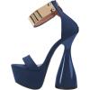 imageFSJ Women Platform Chunky Heel Strappy Sandals Open Toe Metal Ankle Strap Special Shaped Bottle High Heel Wedding Work Party Dress Shoes Size 416 USBlue