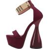 imageFSJ Women Platform Chunky Heel Strappy Sandals Open Toe Metal Ankle Strap Special Shaped Bottle High Heel Wedding Work Party Dress Shoes Size 416 USWine Red