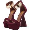 imageFSJ Women Platform Chunky Heel Strappy Sandals Open Toe Metal Ankle Strap Special Shaped Bottle High Heel Wedding Work Party Dress Shoes Size 416 USWine Red