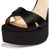 imageFSJ Women Platform Sandals Rhinestones Chunky High Heel Pumps Peep Toe Silk Satin Cross Ankle Strappy Club Dating Shoes Size 415 USBlack