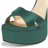 imageFSJ Women Platform Sandals Rhinestones Chunky High Heel Pumps Peep Toe Silk Satin Cross Ankle Strappy Club Dating Shoes Size 415 USBottle Green
