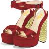 imageFSJ Women Platform Sandals Rhinestones Chunky High Heel Pumps Peep Toe Silk Satin Cross Ankle Strappy Club Dating Shoes Size 415 USRed