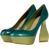 imageFSJ Women Pumps Block Heel Platform Shoes Comfort Peep Toe Special High Heel Slip On Evening Dress Pumps Size 416 USGreen