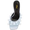 imageFSJ Women Trendy Square Open Toe Mule Gorgeous Pearl Heel Slip On Heeled Sandals Unique Outfit Dress Studded Slides Size 416 USBlue
