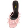 imageFSJ Women Trendy Square Open Toe Mule Gorgeous Pearl Heel Slip On Heeled Sandals Unique Outfit Dress Studded Slides Size 416 USPink