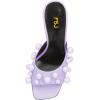 imageFSJ Women Trendy Square Open Toe Mule Gorgeous Pearl Heel Slip On Heeled Sandals Unique Outfit Dress Studded Slides Size 416 USPurple