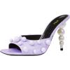 imageFSJ Women Trendy Square Open Toe Mule Gorgeous Pearl Heel Slip On Heeled Sandals Unique Outfit Dress Studded Slides Size 416 USPurple