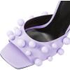 imageFSJ Women Trendy Square Open Toe Mule Gorgeous Pearl Heel Slip On Heeled Sandals Unique Outfit Dress Studded Slides Size 416 USPurple