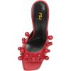 imageFSJ Women Trendy Square Open Toe Mule Gorgeous Pearl Heel Slip On Heeled Sandals Unique Outfit Dress Studded Slides Size 416 USRed Heel