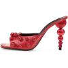 imageFSJ Women Trendy Square Open Toe Mule Gorgeous Pearl Heel Slip On Heeled Sandals Unique Outfit Dress Studded Slides Size 416 USRed Heel