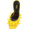 imageFSJ Women Trendy Square Open Toe Mule Gorgeous Pearl Heel Slip On Heeled Sandals Unique Outfit Dress Studded Slides Size 416 USYellow