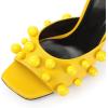 imageFSJ Women Trendy Square Open Toe Mule Gorgeous Pearl Heel Slip On Heeled Sandals Unique Outfit Dress Studded Slides Size 416 USYellow