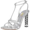imageFSJ Women Ankle Strap High Heels Sandals Open Toe Sexy Comfort Strappy Sandals Chic Metal Chain Chunky Block Heel Wedding Bridal Pumps Shoes Size 416 USSilver