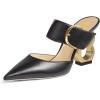 imageFSJ Women Graceful Pointed Toe Gold Chain High Heel Mules Slip On Backless Ladies Dance Date Summer Vacation Shoes Size 416 USBlack