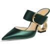 imageFSJ Women Graceful Pointed Toe Gold Chain High Heel Mules Slip On Backless Ladies Dance Date Summer Vacation Shoes Size 416 USDark Green